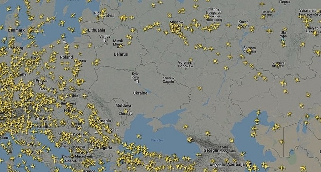 Commercial planes are forced to avoid Ukrainian airspace.